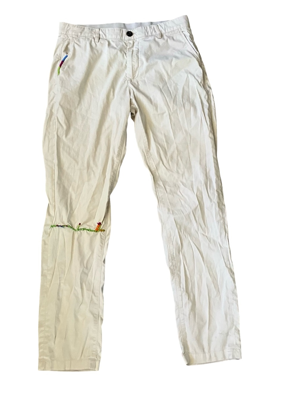 Faherty Chino Pants Coolmax 30x31 (32x31) Golf Zip Pocket Reworked Repaired Knee